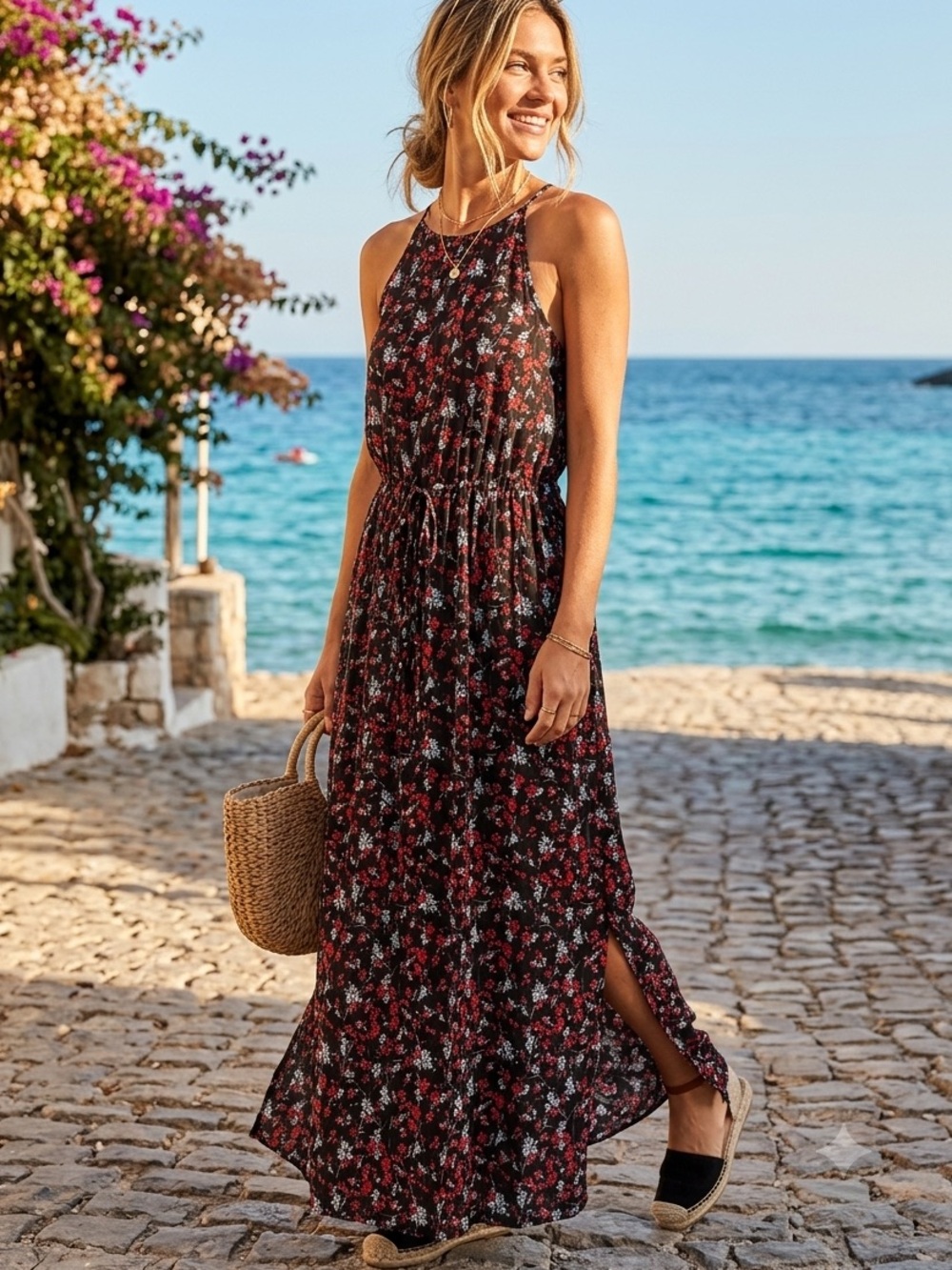 Universal Thread Black Floral Summer Maxi Dress Size Medium